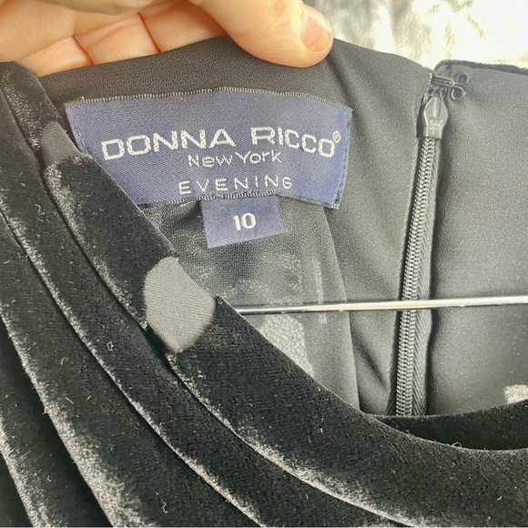 Vtg Donna Ricco Black Velvet Burnout Maxi Slip Dress Silk Size 10 Whimsygoth Y2K - Picture 4 of 14